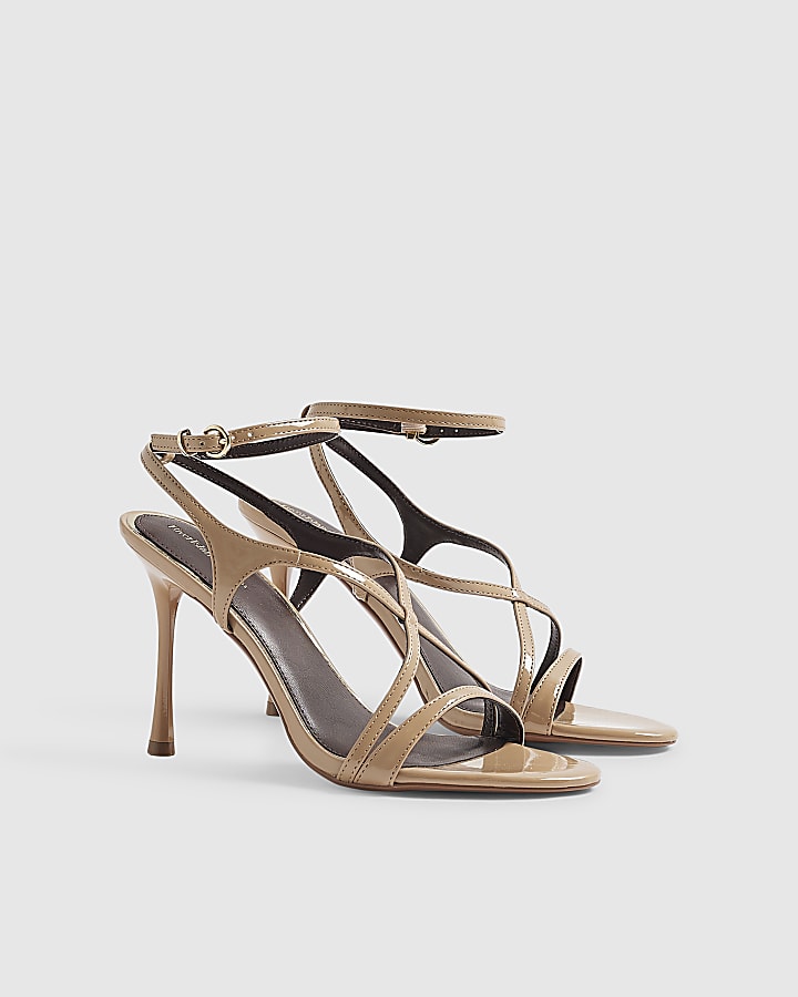 Beige Barely There Heeled Sandals