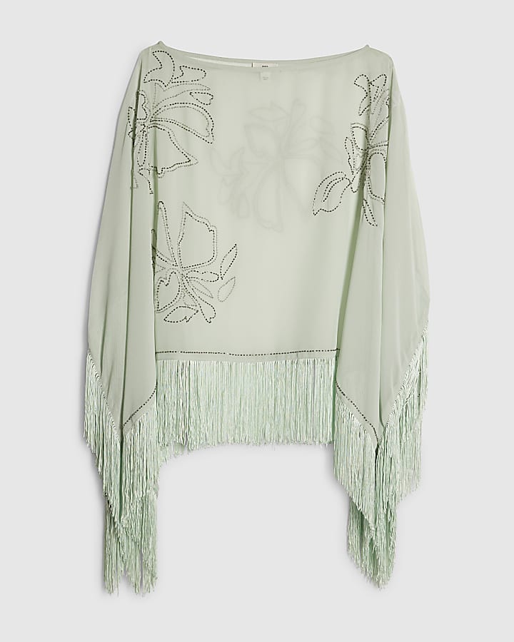 Blue Beaded Tassel Cape