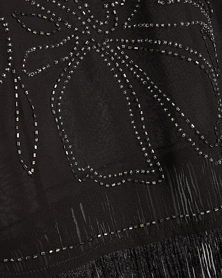 Brown Beaded Tassel Side Tie Kimono