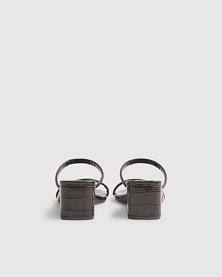 Brown Croc Print Mule Sandals