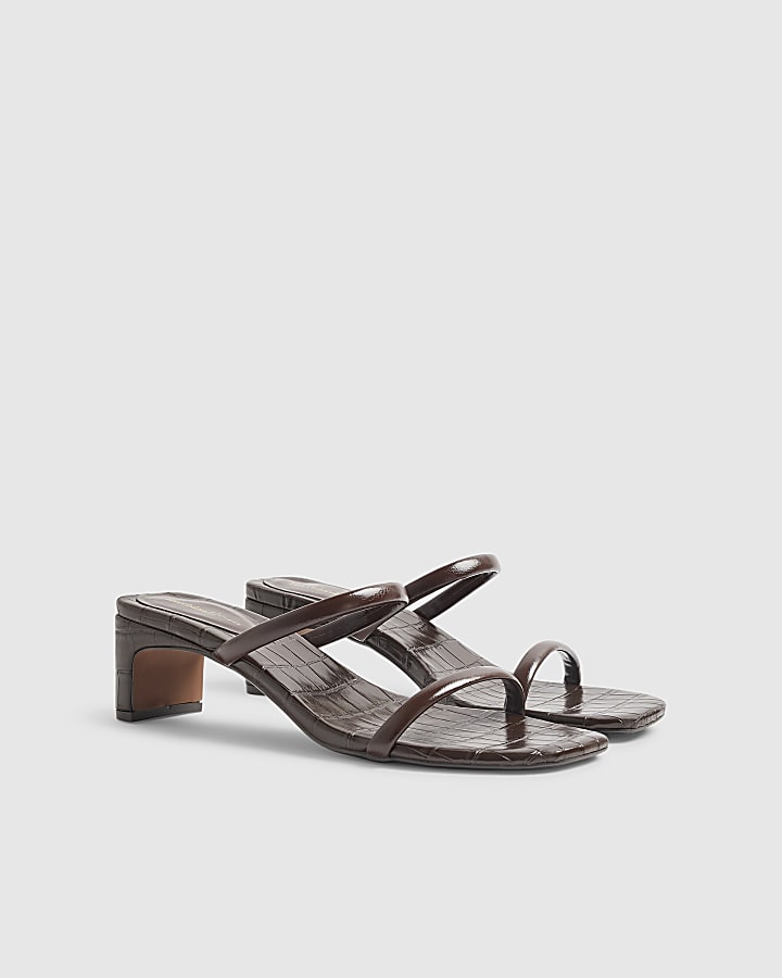 Brown Croc Print Mule Sandals