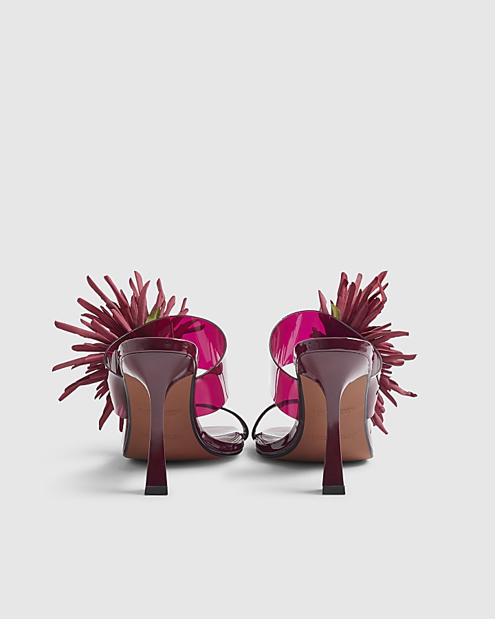 Red Perspex Flower Heeled Mules