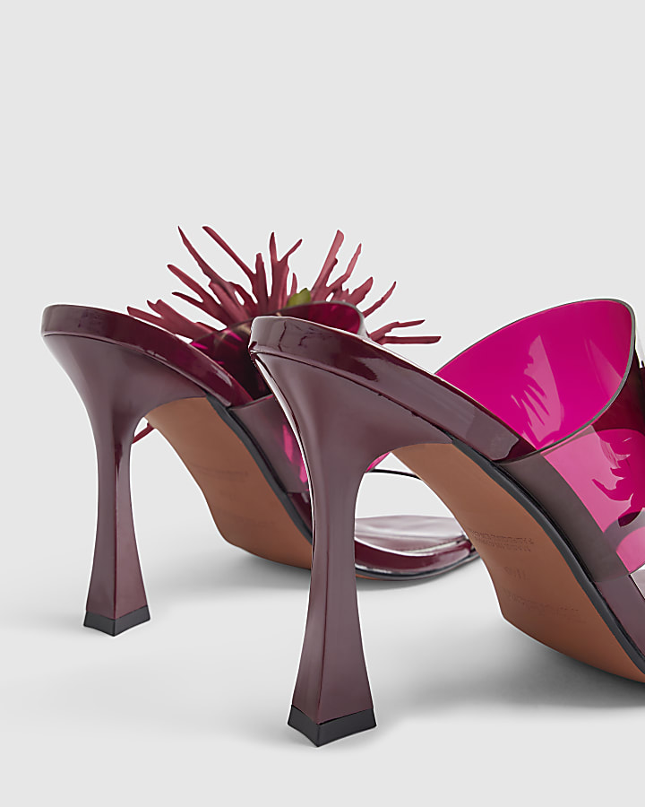 Red Perspex Flower Heeled Mules
