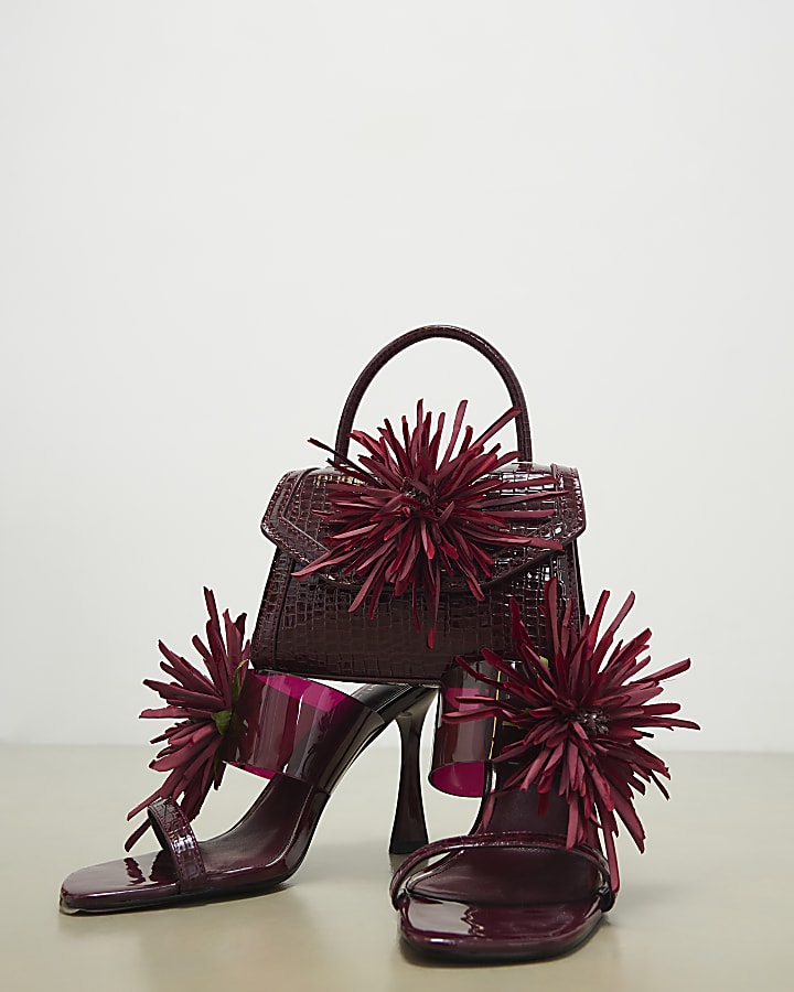 Red Perspex Flower Heeled Mules