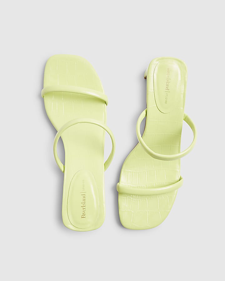 Green Croc Print Mule Sandals