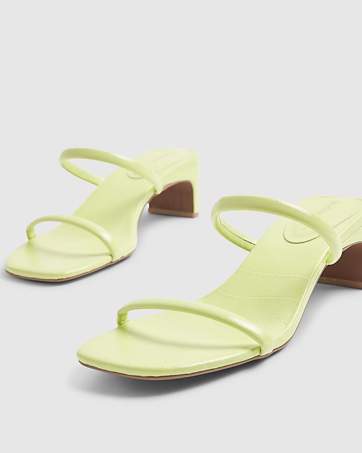 Green Croc Print Mule Sandals