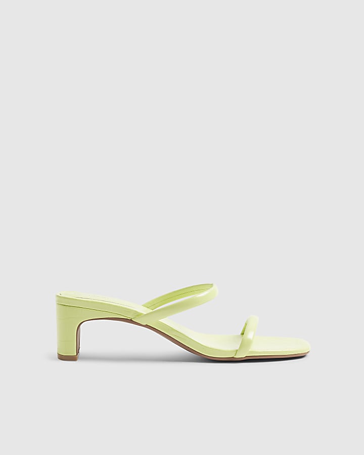 Green Croc Print Mule Sandals