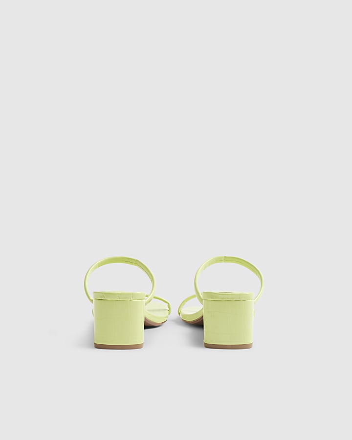 Green Croc Print Mule Sandals