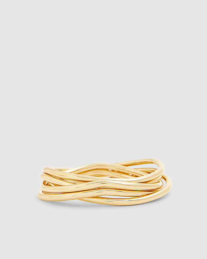 Gold Wave Bangle Stack