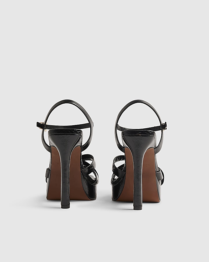 Black Twisted Heeled Sandals