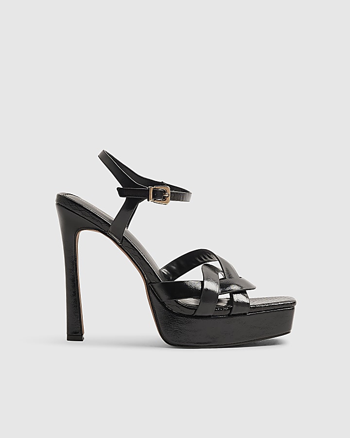 Black Twisted Heeled Sandals