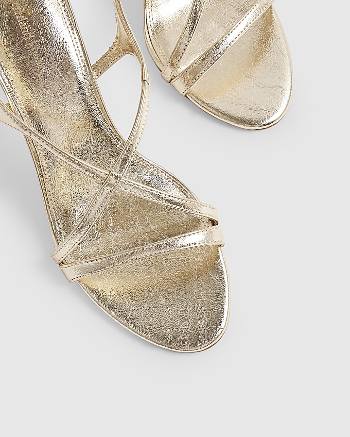 Gold Barely There Heeled Sandals