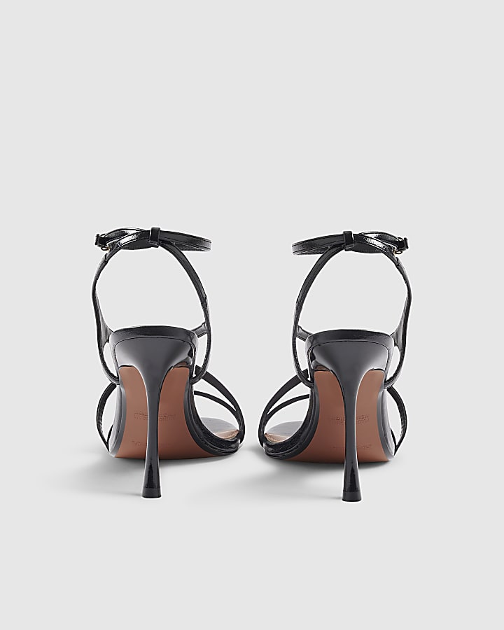 Black Barely There Heeled Sandals