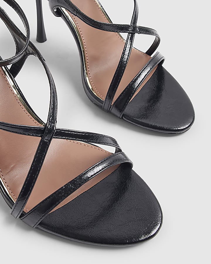 Black Barely There Heeled Sandals