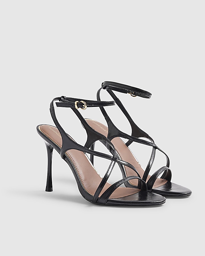 Black Barely There Heeled Sandals