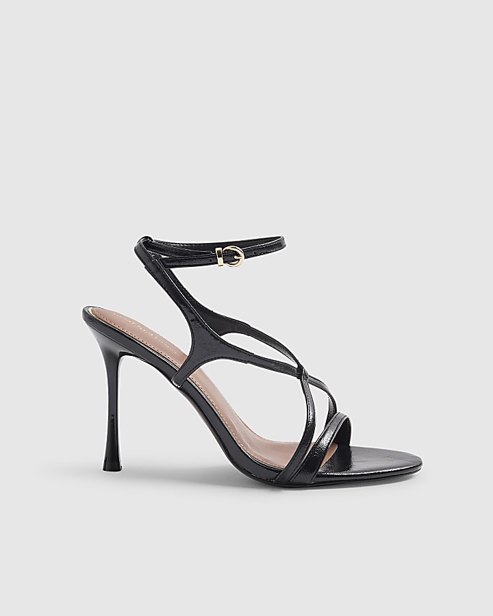 Black Barely There Heeled Sandals