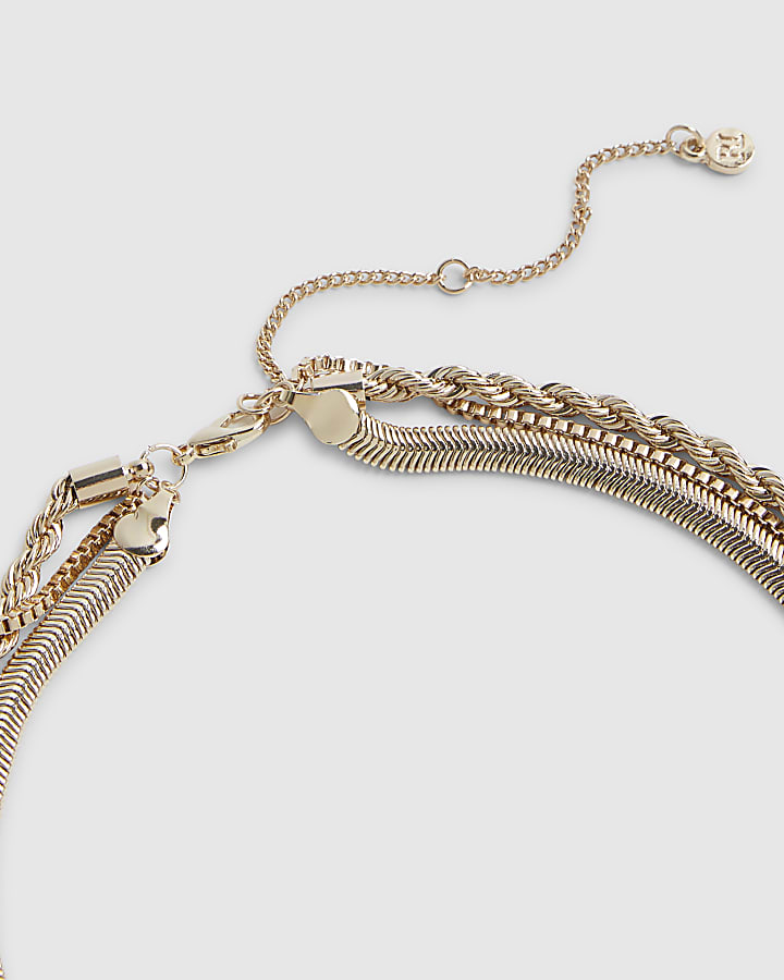 Gold Multirow Chain Necklace