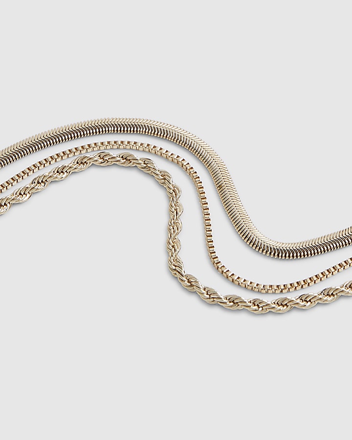 Gold Multirow Chain Necklace