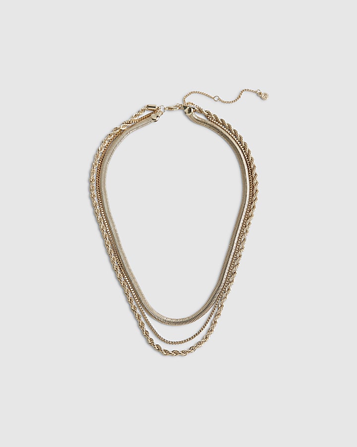 Gold Multirow Chain Necklace