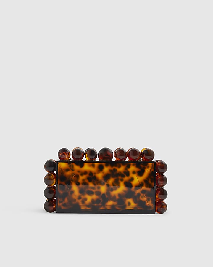 Brown Tortoiseshell Ball Clutch Bag