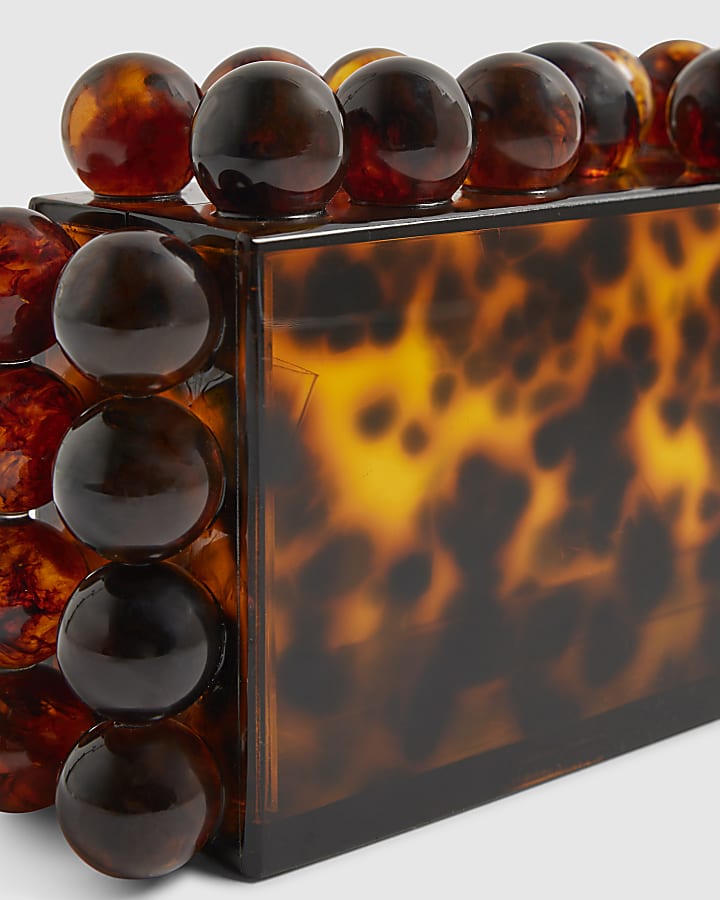 Brown Tortoiseshell Ball Clutch Bag