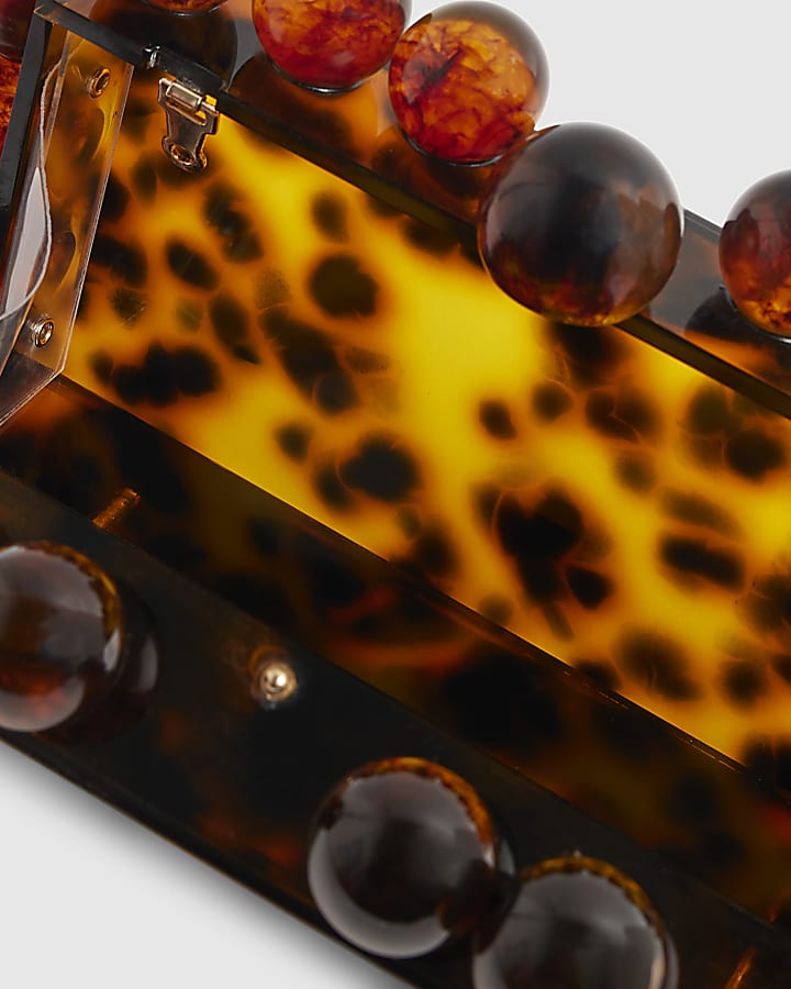 Brown Tortoiseshell Ball Clutch Bag