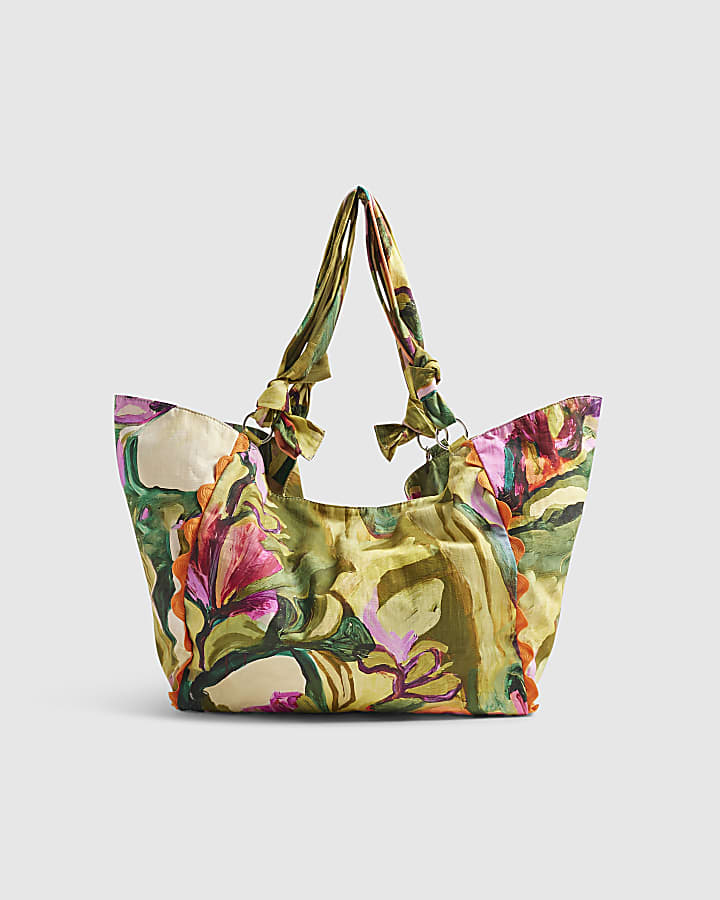 Green Printed Tote Bag