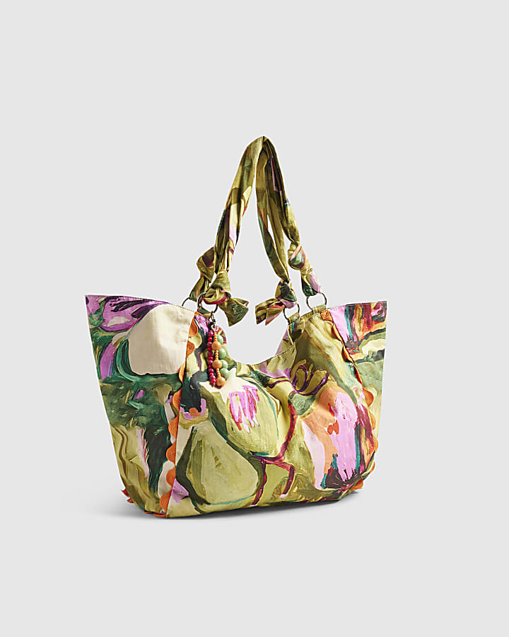 Green Printed Tote Bag