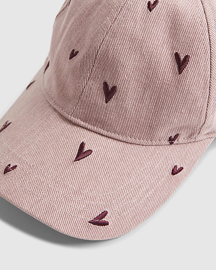 Pink Heart Embroidered Cap