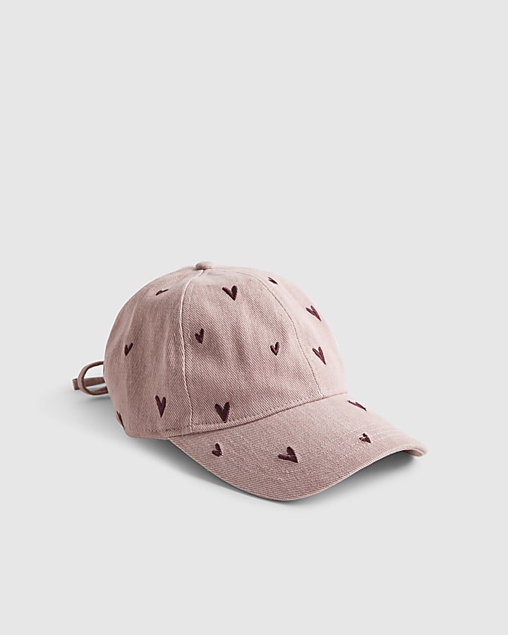 Pink Heart Embroidered Cap