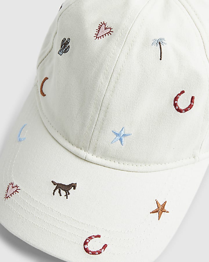 Cream Rodeo Embroidered Cap