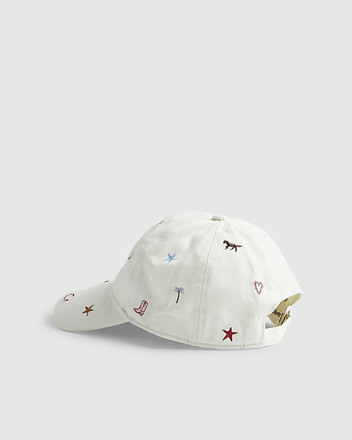 Cream Rodeo Embroidered Cap