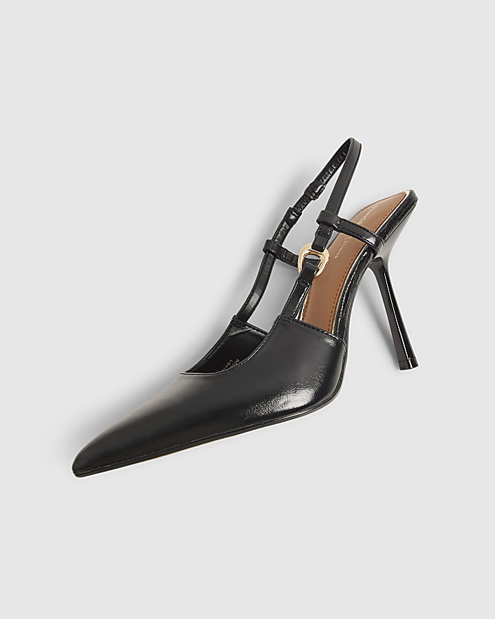 Black Sling Back Court Heels