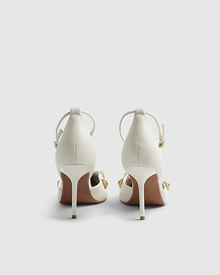 Cream Jeweled Court Heels