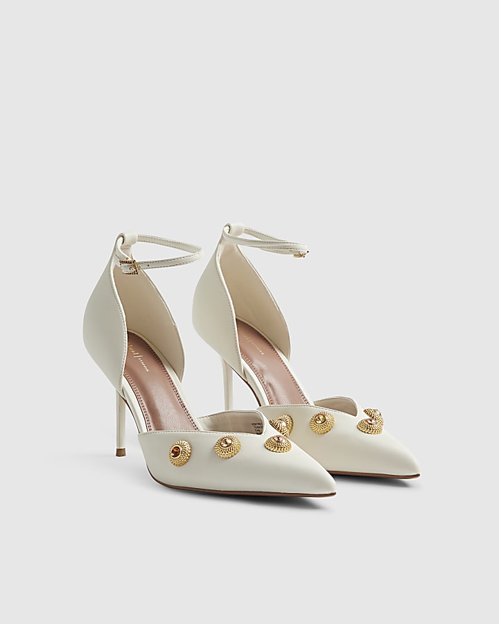 Cream Jeweled Court Heels