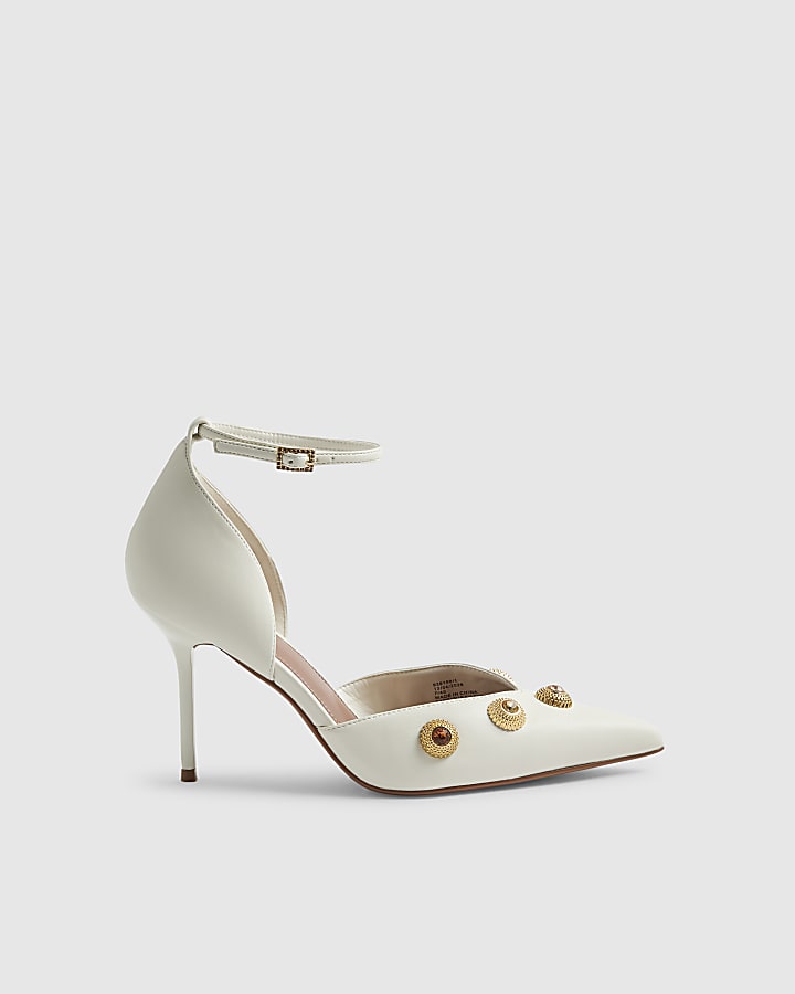 Cream Jeweled Court Heels