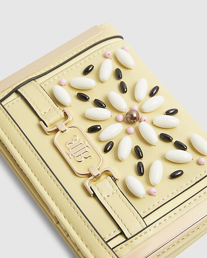 Yellow Beaded Flower Purse