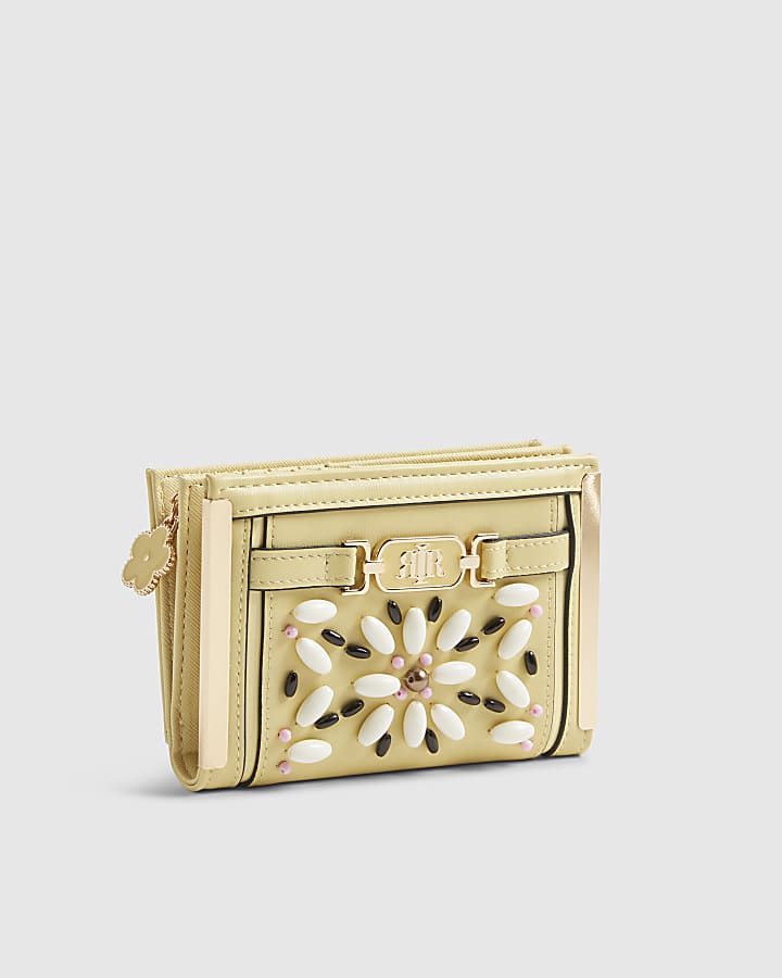 Yellow Beaded Flower Purse