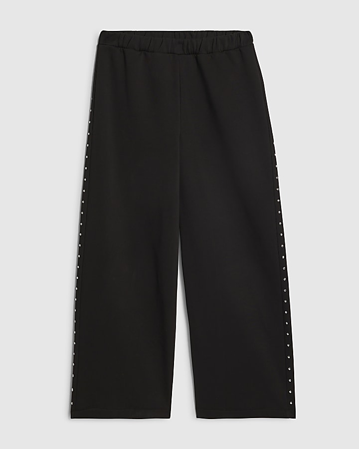 Black Studded Wide Leg Joggers