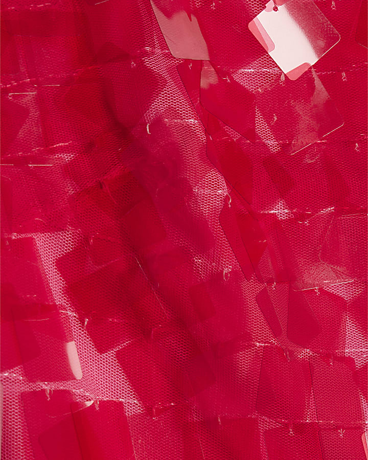 Pink Bandeau Square Sequin Mini Dress