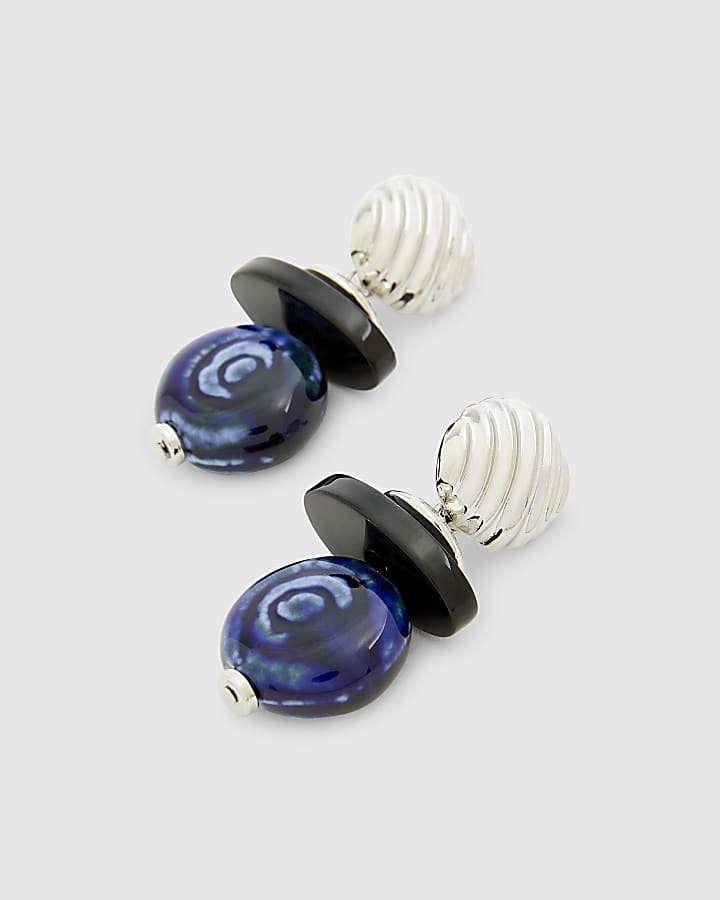 Silver Bead Drop Earrings