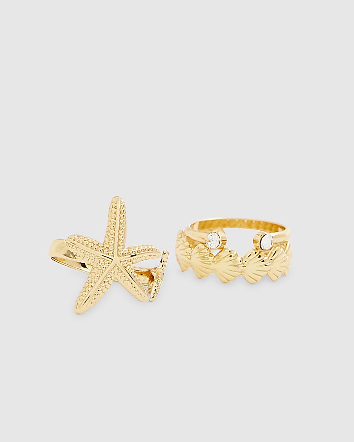 Gold sea life toe rings