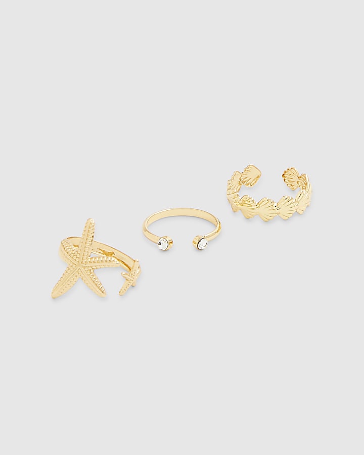 Gold sea life toe rings