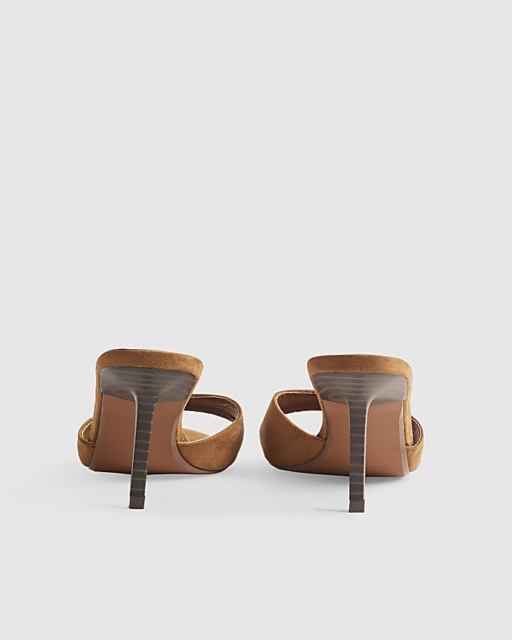 Brown Mule Heeled Sandals