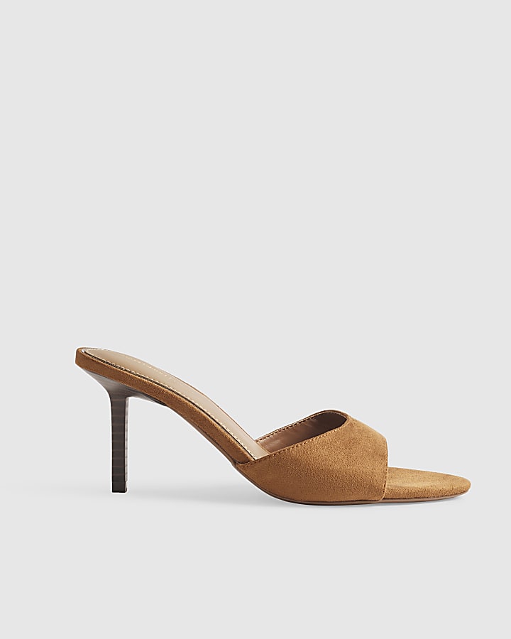 Brown Mule Heeled Sandals
