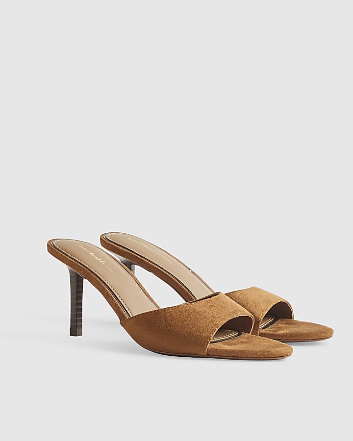 Brown Mule Heeled Sandals