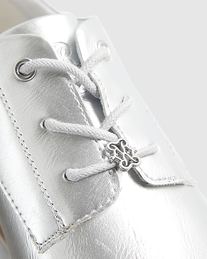 Silver Lace Up Flatform Shoes