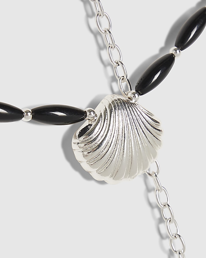 Black beaded chain shell belt