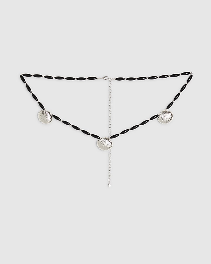 Black beaded chain shell belt