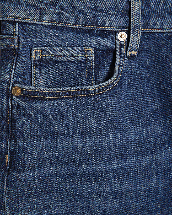 Petite Blue Cropped Kick Flare Jeans